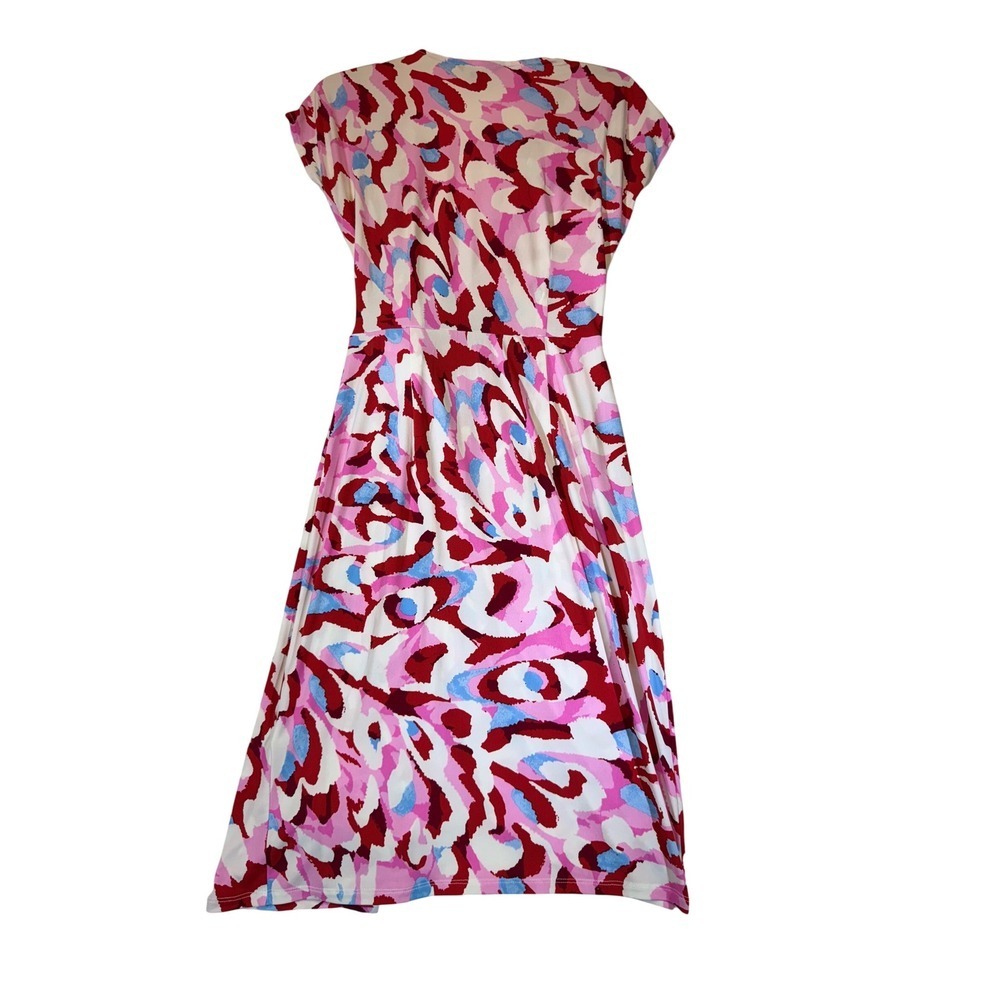 Maggy London Wrap Dress Abstract Print Midi Cap Sleeve size 4 - Picture 2 of 3